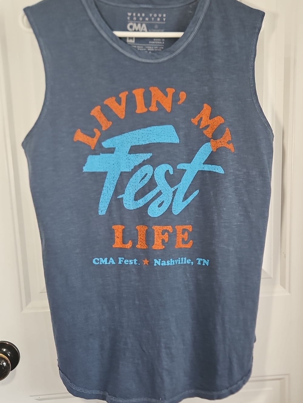 Alternative Men’s Tank Top Navy with Orange & Light Blue Graphic